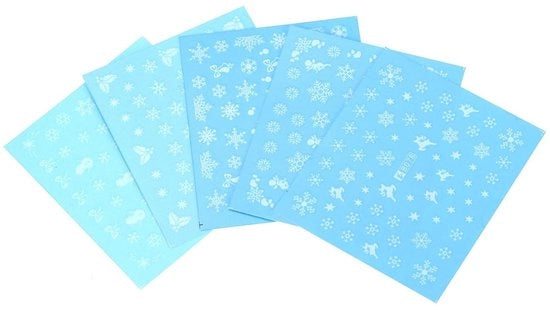 Sticker d'Arte per Unghie Design Neve - Adesivi per Unghie Peluche - Pacchetto da 5 - Materiale di Alta Qualità - Precisione Professionale - Tessitura Comoda