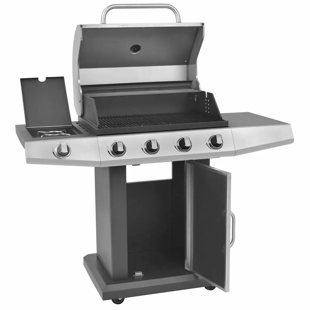Griglia Barbecue a Gas Argento Acciaio con Tubo Metallico 43047