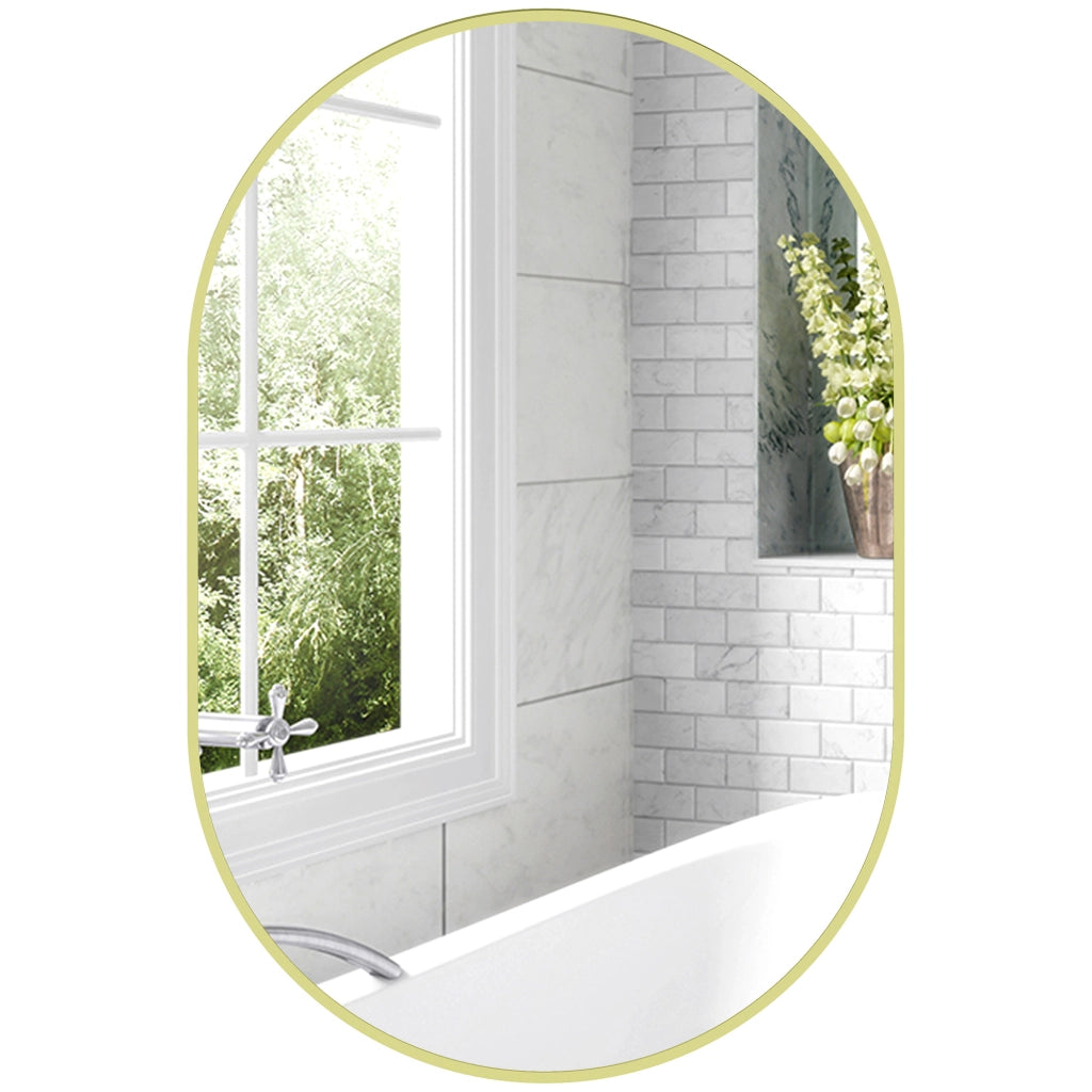 Specchio da Bagno Ovale con Cornice Alluminio ¨C zephmum ¨C Dorato 60x90 cm