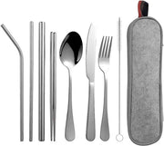 Set di cucito per campeggio 9-delicato - Herbruikbare set di bestek in acciaio inossidabile - Set di cucito portatile con scatola