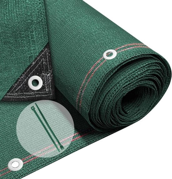 Tuinafscherming Privacy Netting 15 x 10 m - 230 g/m² HDPE - 95% Tasso di Ombreggiamento - Resistente ai Raggi UV - Resistente alle Scalfitture - Verde con fori e cavi in rilievo