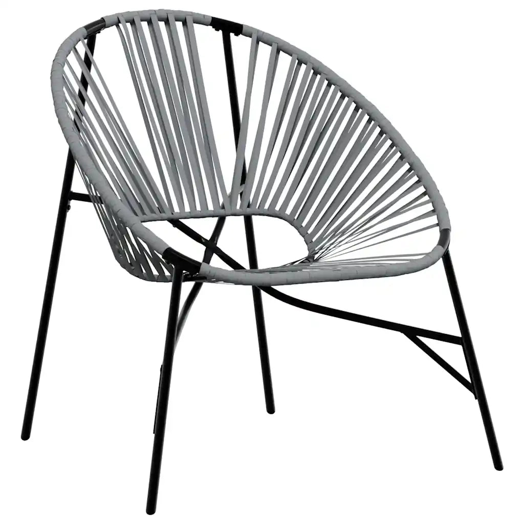 Sedia da Uovo da Giardino | Sedie da Esterno in Polyrattan Nero e Grigio Chiaro