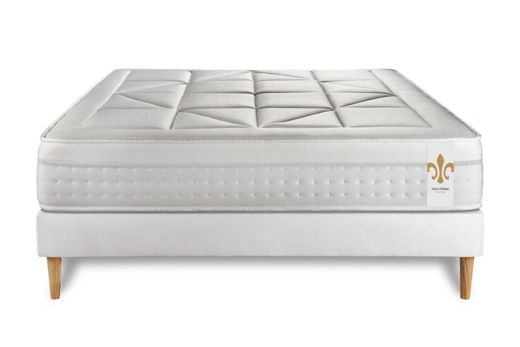 Pacchetto letto completo - Materasso 180x200cm + Box spring con doghe (kit) + 2 cuscini + Piumino - Vingt-Huit