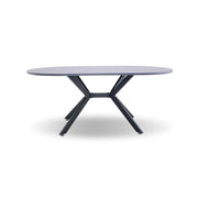 Marui - Tavolo da pranzo ovale in legno e metallo con piede centrale Ashi 180x100 cm - grigio effetto legno
