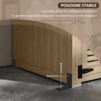 Armadio da Esterno Portaoggetti a 2 Ripiani con Picchetti, in Legno di Abete, 127x65x159.5/168 cm