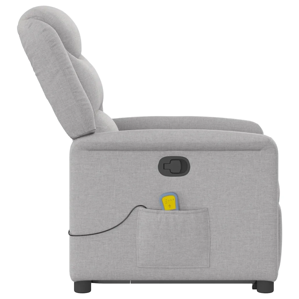 vidaXL Poltrona Alzapersona Massaggi Reclinabile Grigio Nuvola Tessuto