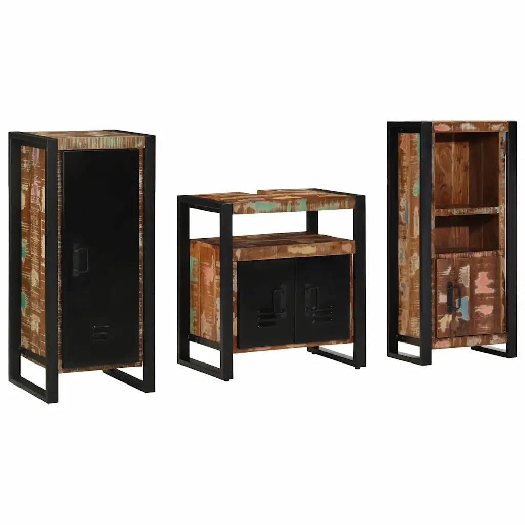 Set di mobili per il bagno 3 pcs Legno Recuperato Massello