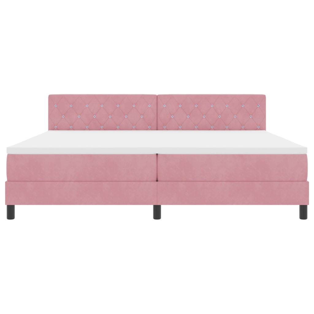 Letto a Molle con Materasso Rosa 200x200 cm Velluto