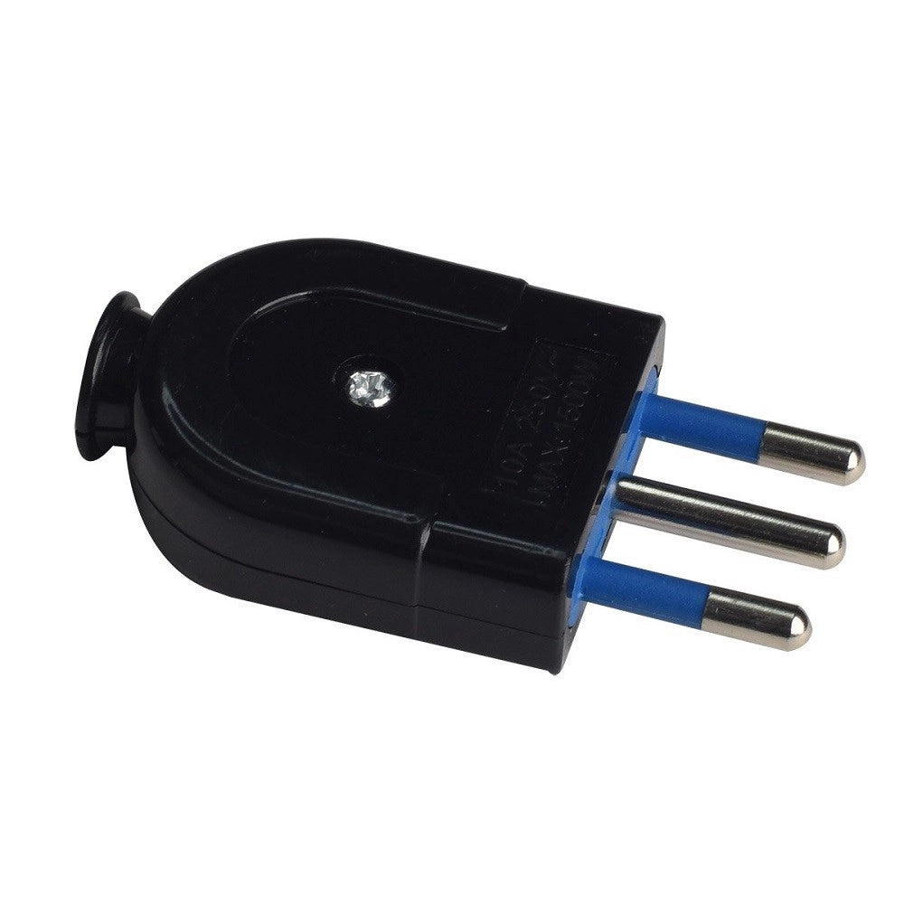 Trade Shop - Spina S11 10a 2p+t Elettrica Piatta Salvaspazio Nera Dritta 250v Max 1500w 83004 -