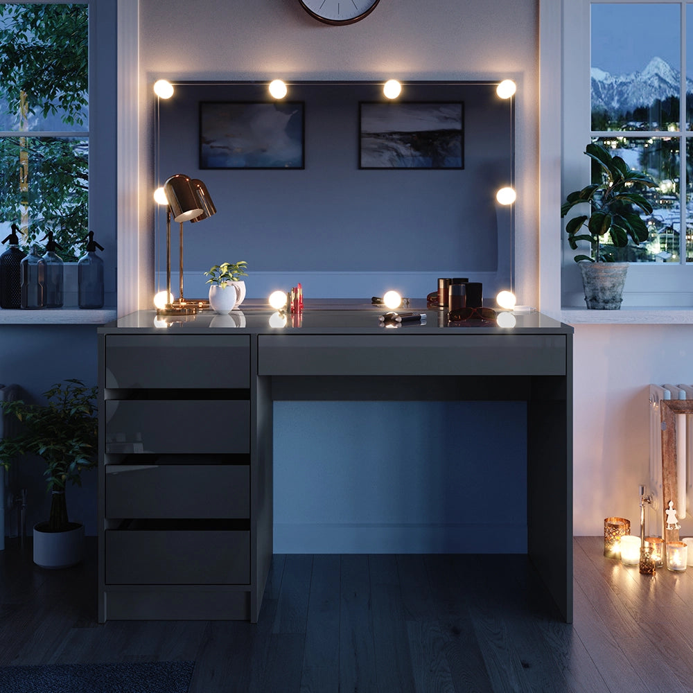 Vicco Tavolo da toeletta Grigio 55 cm con illuminazione a LED
