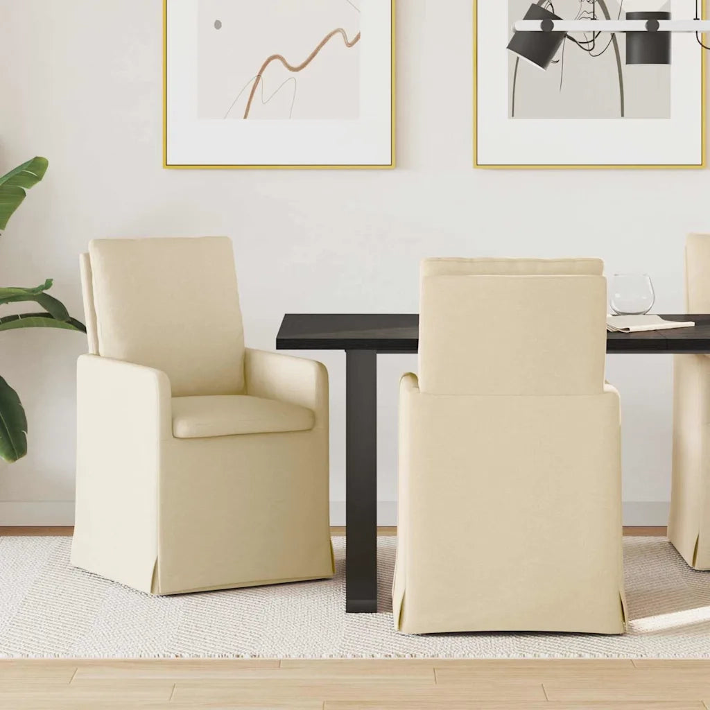 Sedie da pranzo 2 pcs Crema 57 x 67 x 98 cm Tessuto