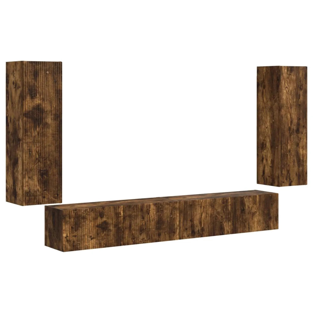 Set di Mobiletto da TV a Parete 4 pcs Rovere fumé