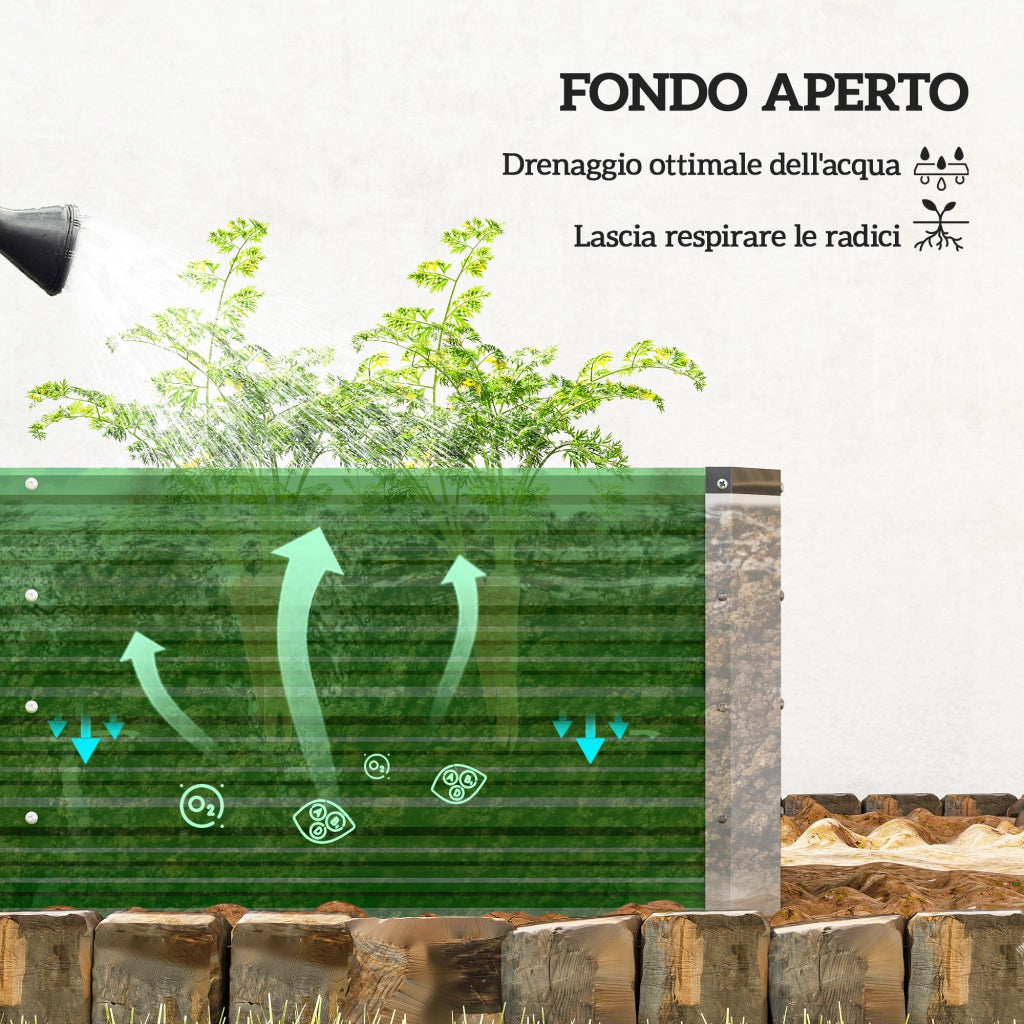 Fioriera da Giardino in Acciaio ¨C zephmum ¨C Verde 125x47x44 cm