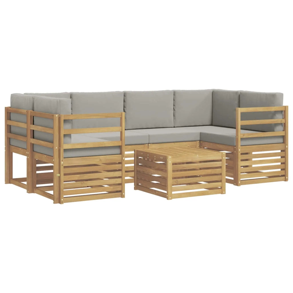 Set di divani da esterno 7 pcs Bianco e Grigio Chiaro