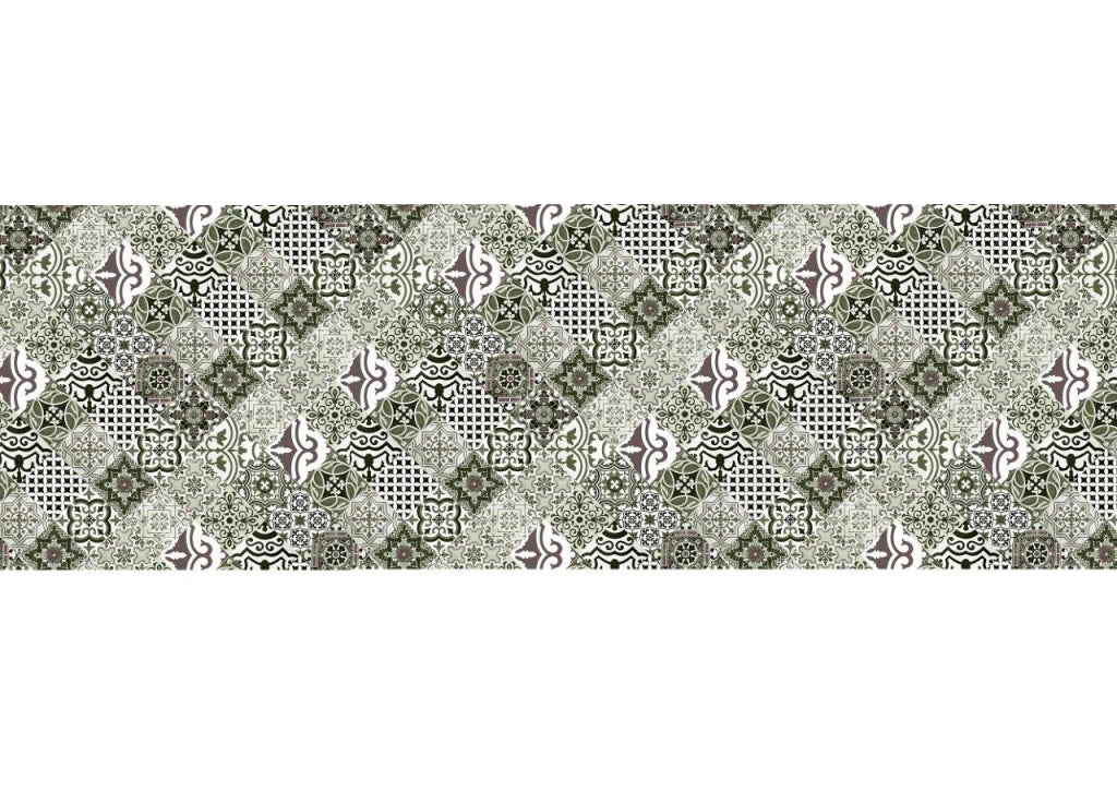 Tappeto Passatoia Cucina Antiscivolo Sottolavello Digitale Dis. Maiolica Grigio - 50x320 - Grigio