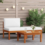 Set da giardino 3 pezzi con cuscini in legno di acacia e corda 312425