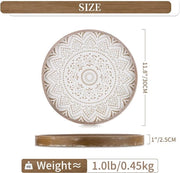 Decorativo piatto da caffè a forma circolare: piatto da tavola rustico decor centro piatto di legno circolare piatti da tavola per davanzale piatti da tavola bohemien piatti da tavola ottomani per casa, marrone