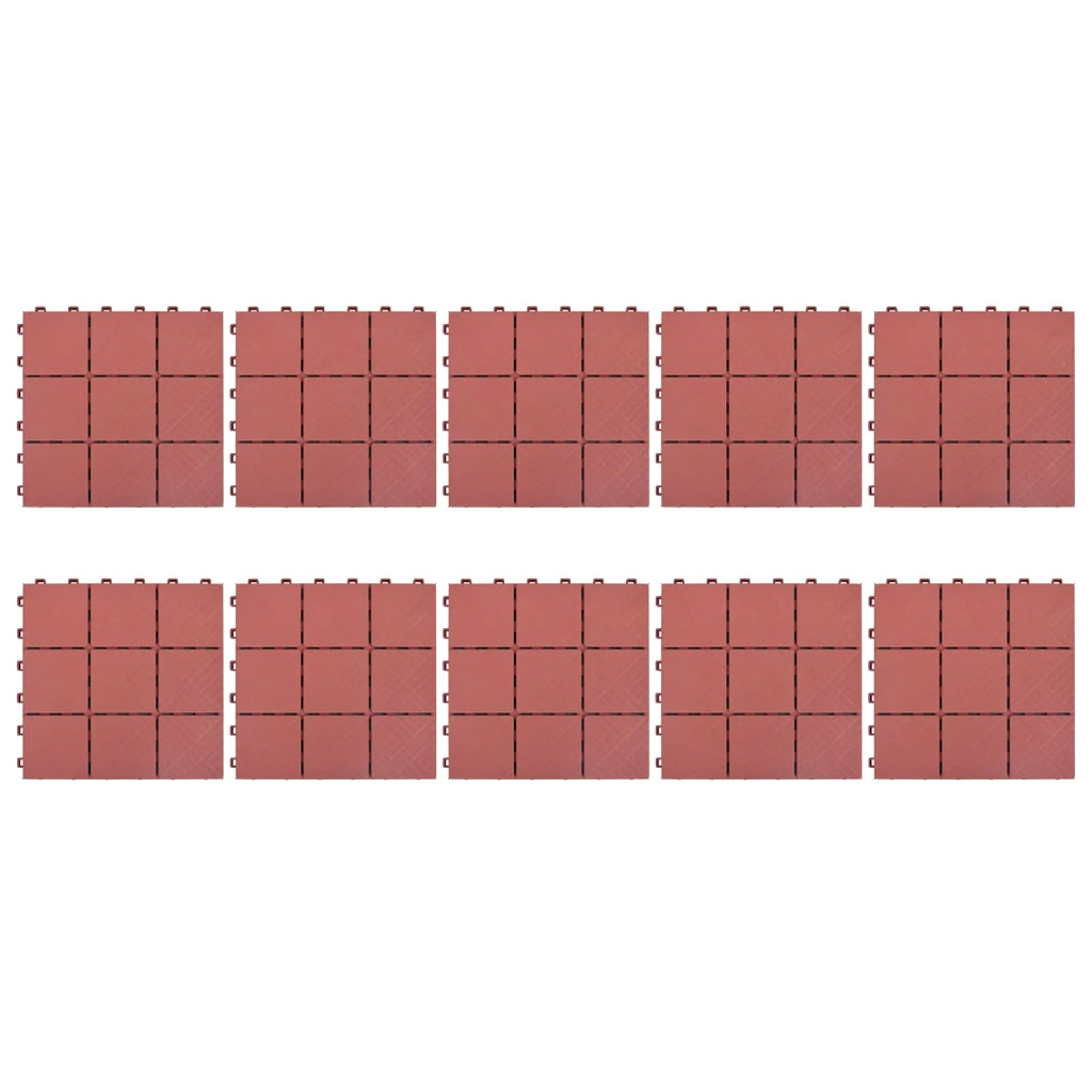 Piastrella per Decking 10 pcs Rosso 30,5 x 30,5 x 2,2 cm 42046713