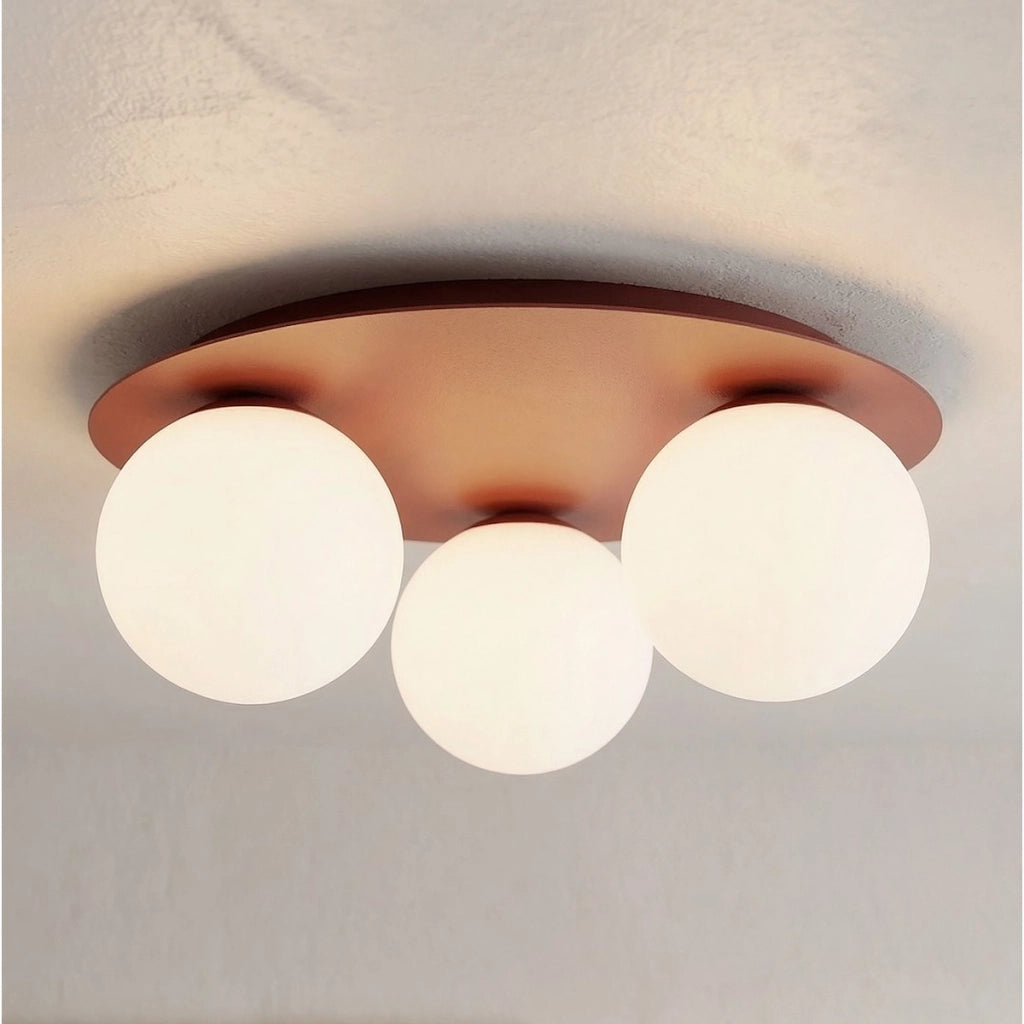 Lampada da soffitto SOLAR bordeaux con sfere in vetro opale