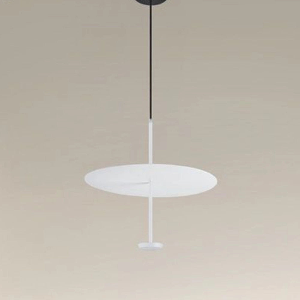 Trade Shop - Lampadario A Sospensione Luce 6500k Led 18w Disco Paralume Piatto Bianco Rotondo 33160 -