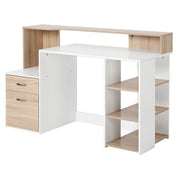 Scrivania per Computer ¨C Xylo ¨C Legno MDF con Ripiani 137x55x92cm Bianco Moderna