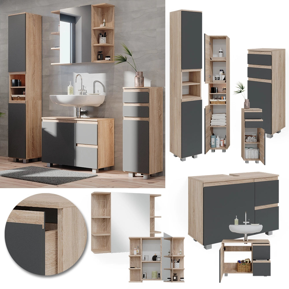 Vicco Set mobili bagno Sonoma 4 parti