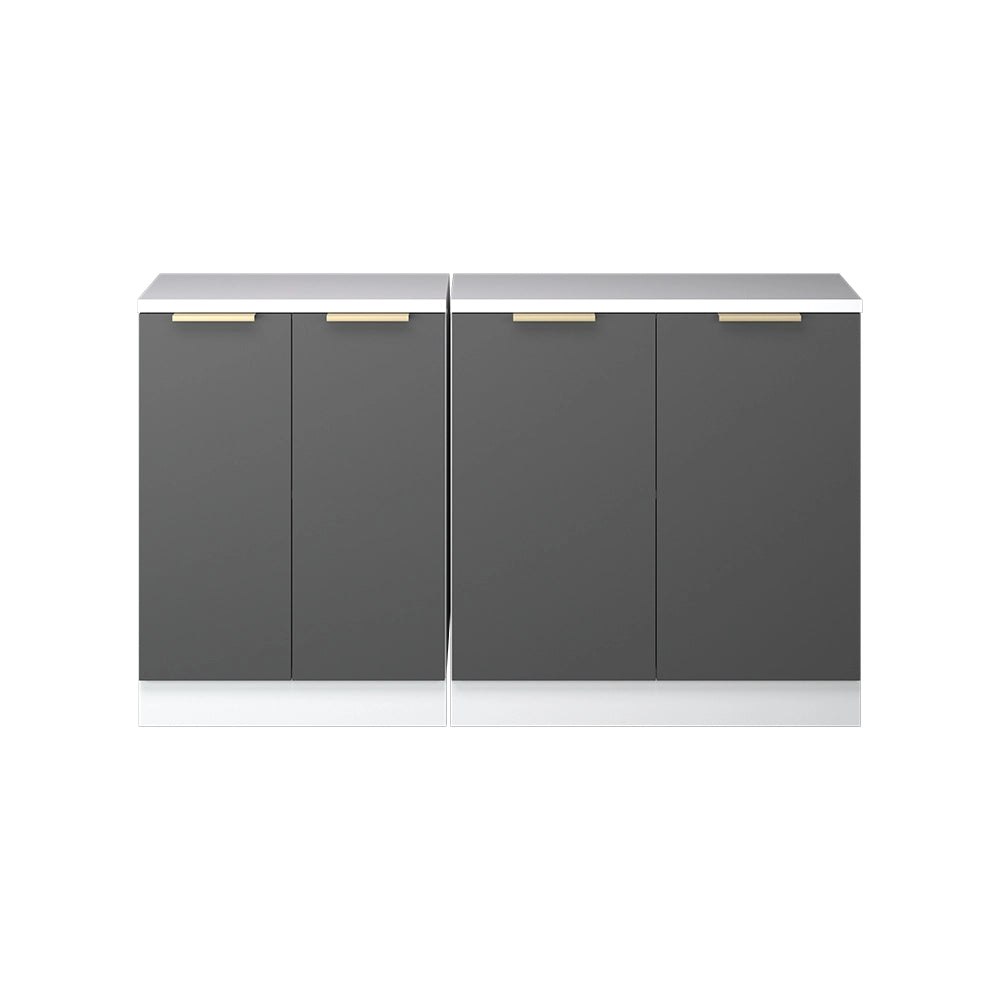 Set di mobili sottotetto Rion Antracite-oro/Bianco 140 cm Set di 2 carcasse armadio profondità 60 cm Vicco