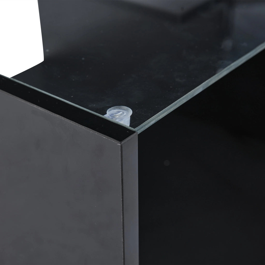 Tavolino da salotto 100x50x33 cm; piano sollevabile con LED APP e vano nascosto; truciolare nero