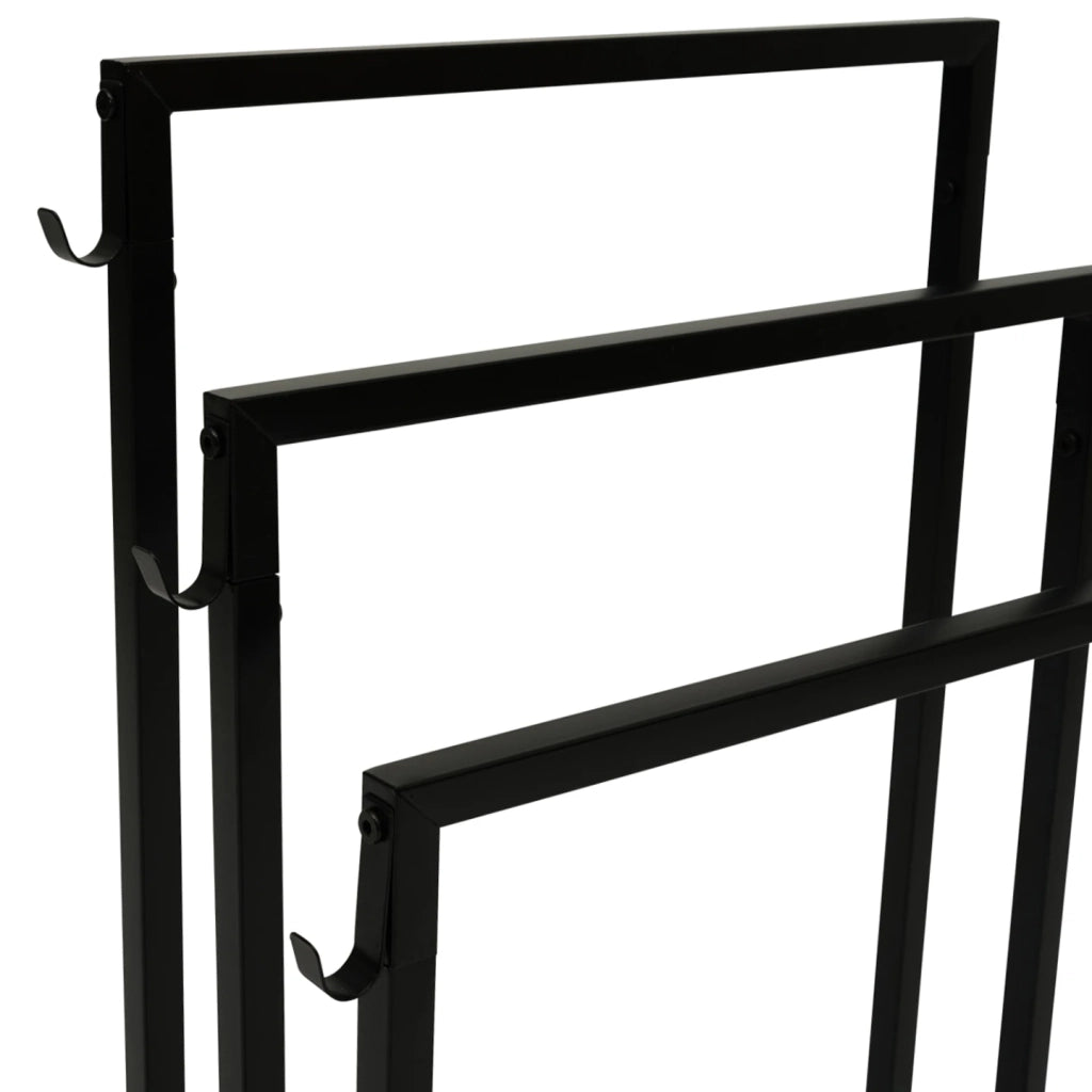 IDMarket - Toallero de 3 niveles DALLAS de metal negro, diseño industrial