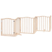Cancelletto di sicurezza per cani con 6 pannelli in legno di pioppo marrone 02_0023325