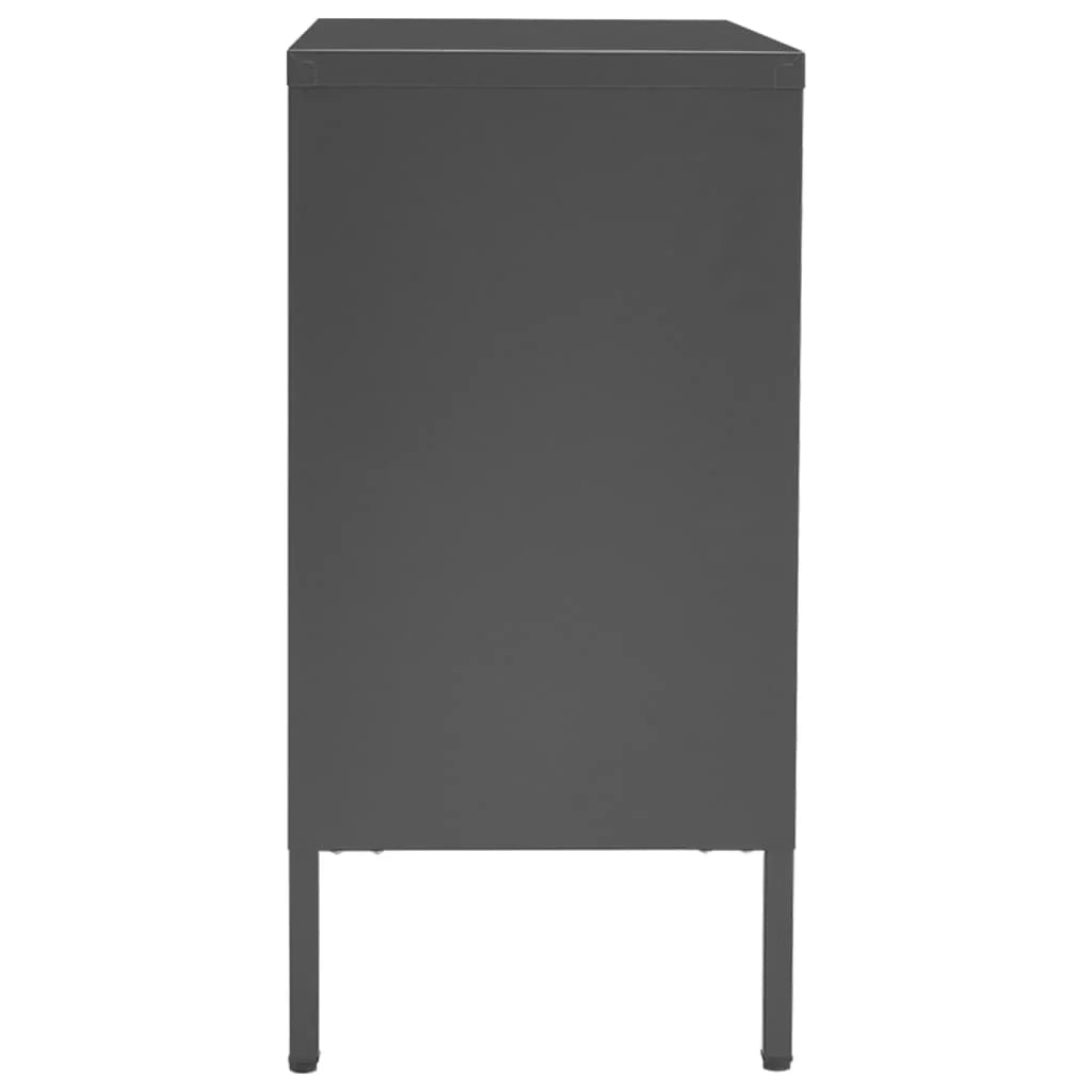 Buffet credenza cassettiera armadio mobile contenitore organizer per cucina soggiorno salotto 75 x 35 x 70 cm acciaio e vetro temperato antracite 02_0029711