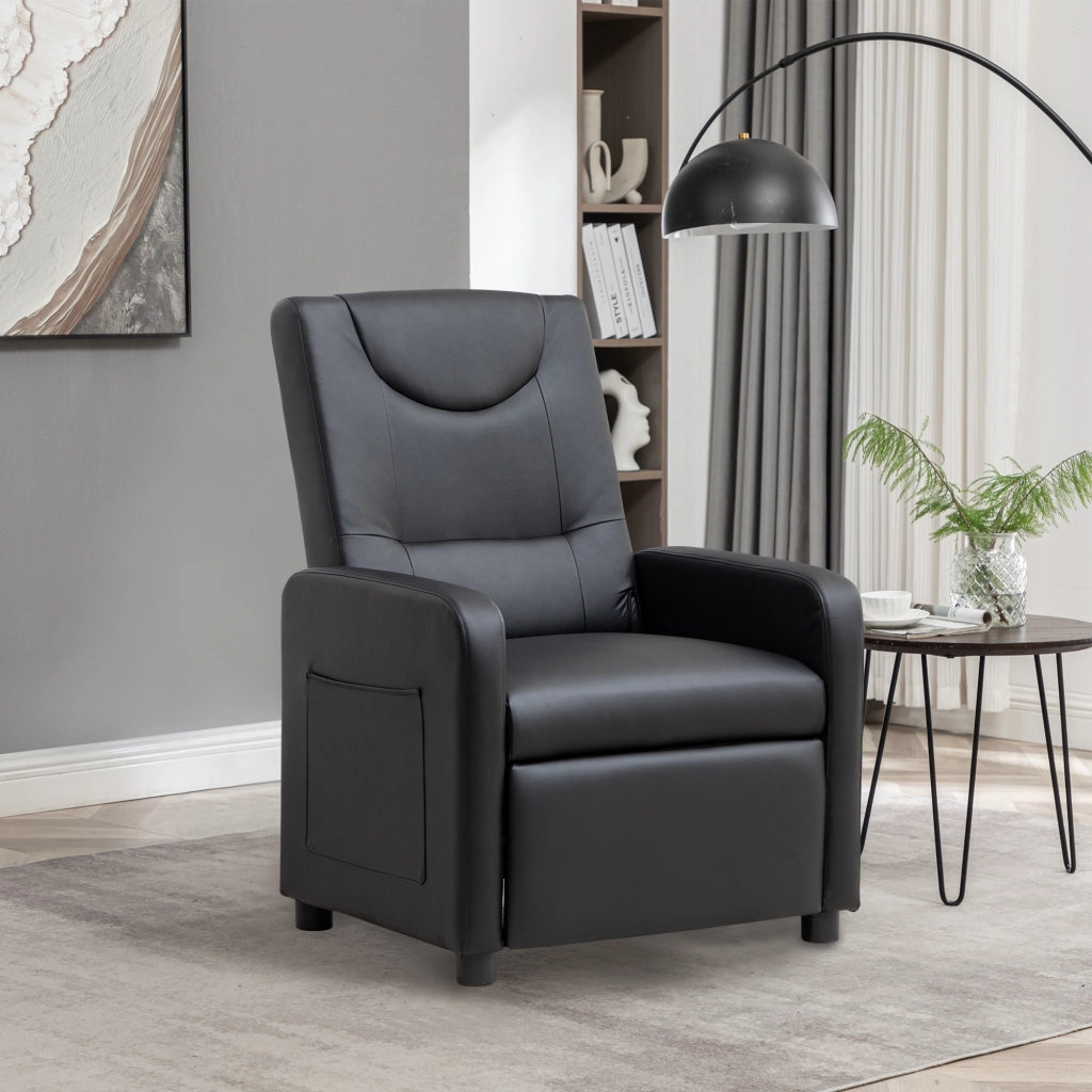 Poltrona relax reclinabile con poggiapiedi pieghevole e posizioni multiple in PU Nero