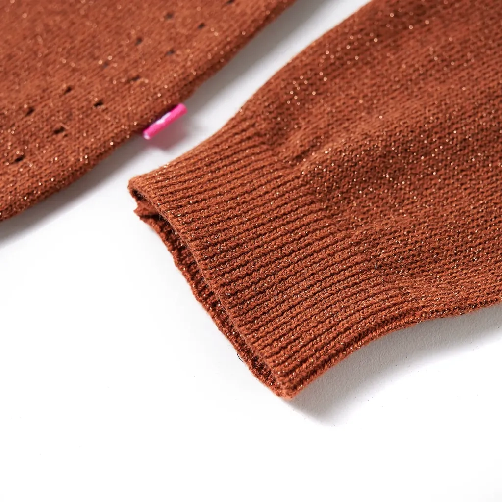 Cardigan da Bambina Lavorato a Mano Cognac 140 14518