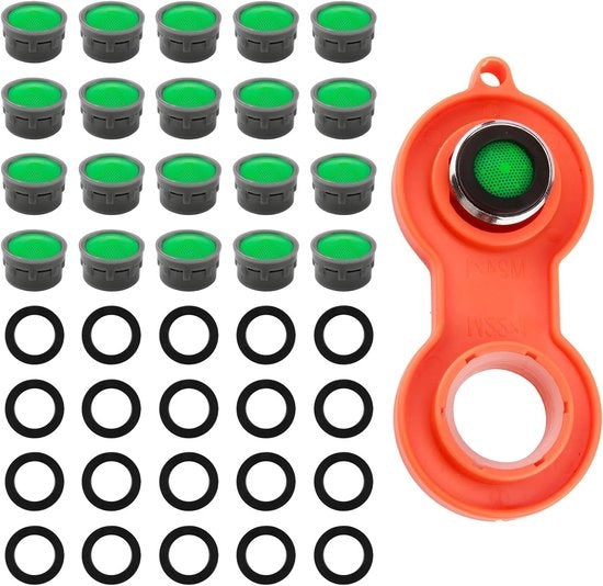 Set Completo di 41 Pezzi Regolatore a Getto per Rubinetti, Filtro e Anelli di Limitazione per Bagno e Cucina, Inclusi 20 Aeratori e 20 Spaziatori