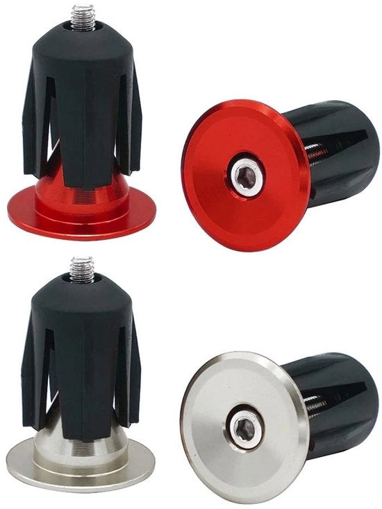 Manubrio di bicicletta con stecchi in alluminio, 2 pezzi per bicicletta da corsa e MTB - Argento + Rosso