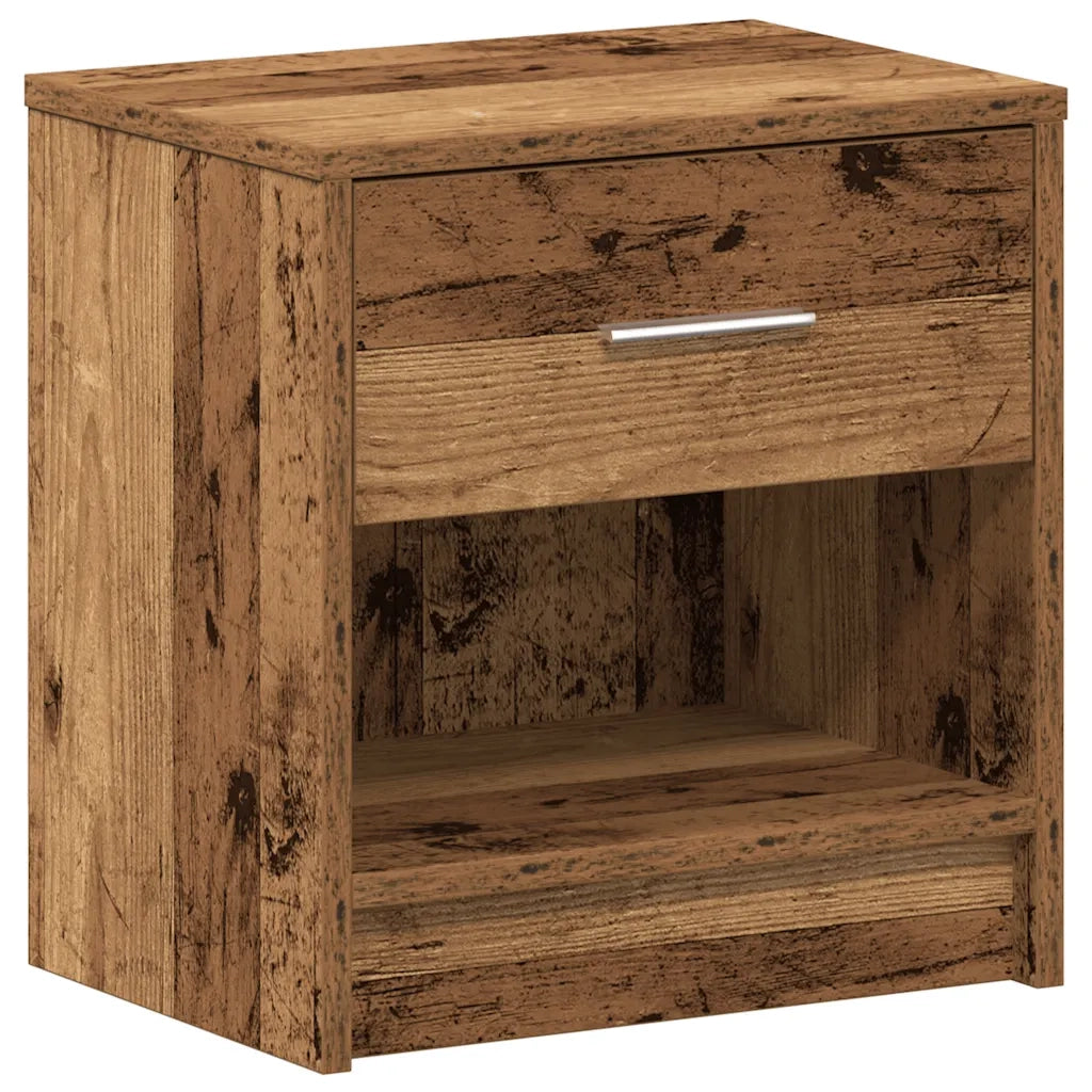 Comodini 2 pz con Cassetto Legno Antico 39x28x41 cm