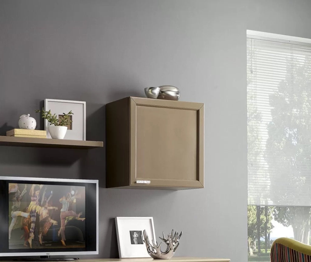 Parete attrezzata porta tv in legno beige/tortora l.187 - Mobili 2G