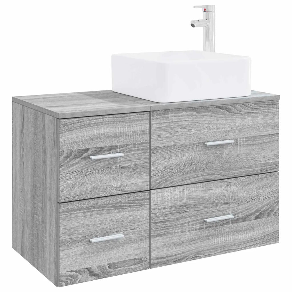 Set di mobili per il bagno 2 pz Sonoma grigio 3403981