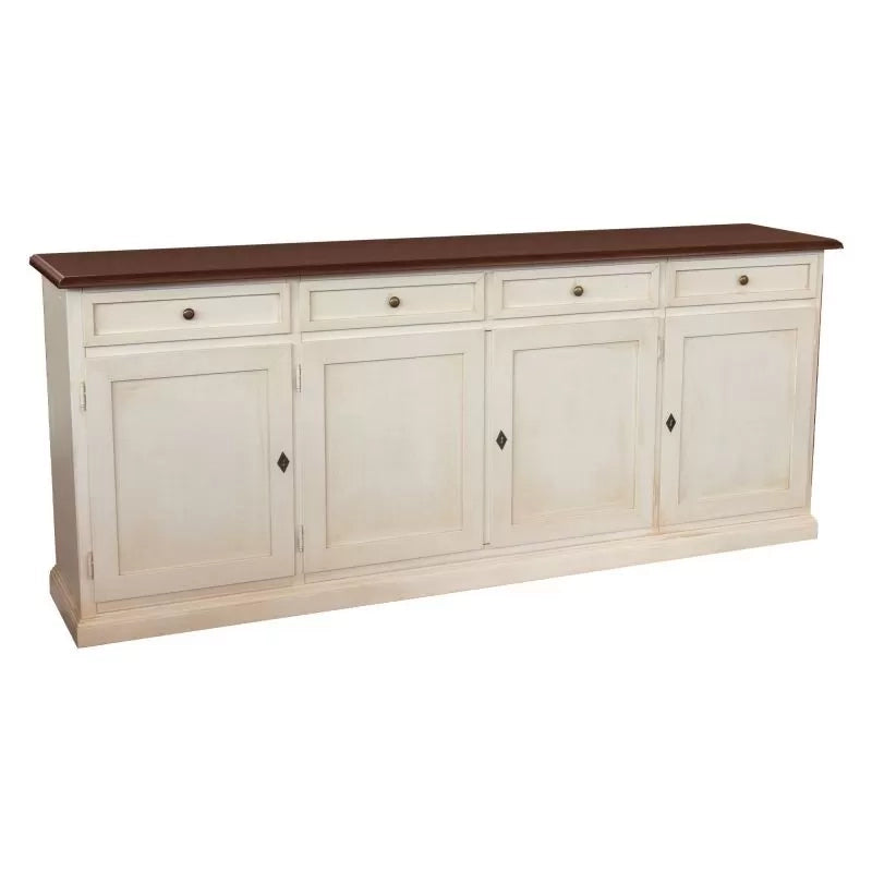 Madia credenza shabby chic in legno 4 porte bicolore l.205 p.42 h.85 - Mobili 2G