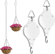 Sostegno per piante retrattile con manovella - sostegno per piante pendenti - robuste ganci per piante pendenti - giardino - facile da sollevare/abbassare - chiusura automatica - gancio regolabile