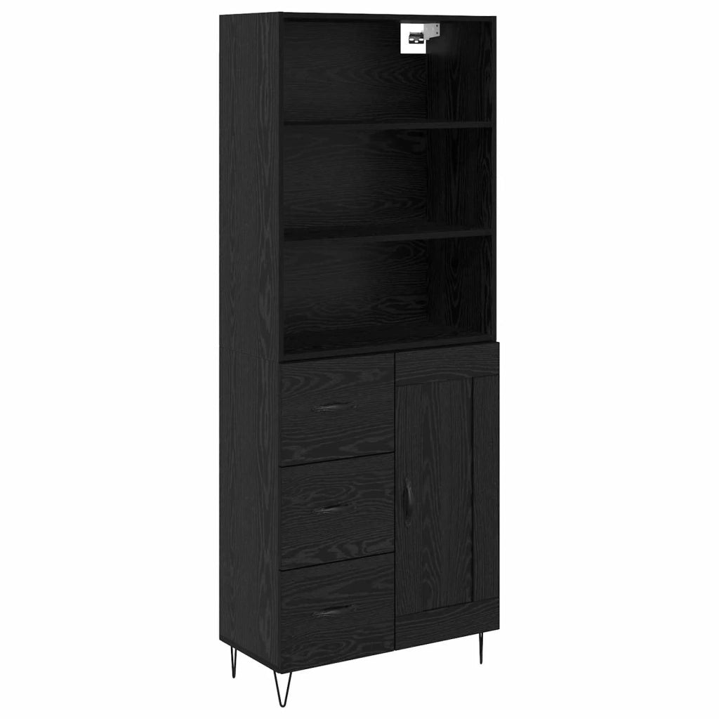 Credenza con cassetto 2 pcs Rovere Nero Legno multistrato 3416107