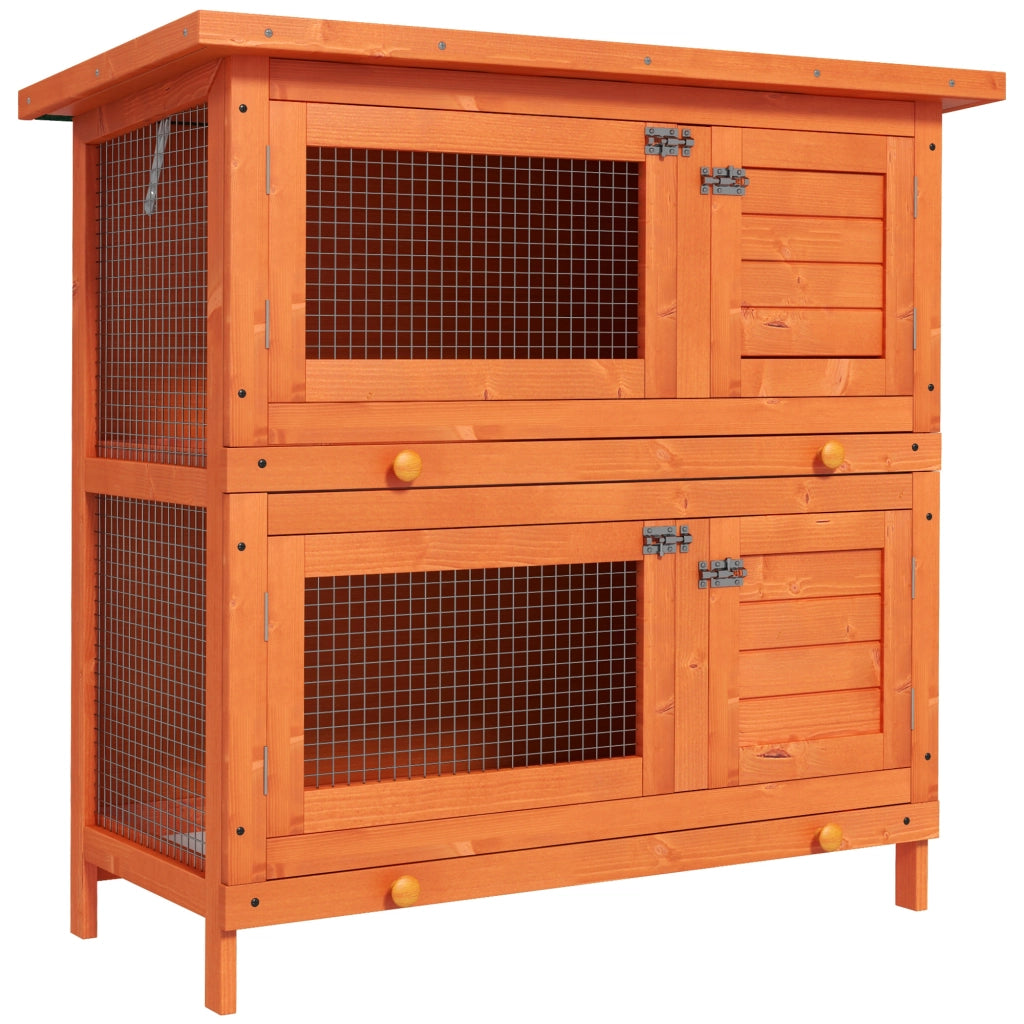 Casetta per Conigli 2 Livelli ¨C zephmum ¨C Legno Naturale 90x45x90 cm