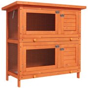 Casetta per Conigli 2 Livelli ¨C zephmum ¨C Legno Naturale 90x45x90 cm