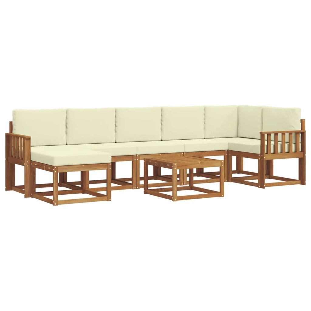Set di divani da esterno con cuscino 8 pcs Naturale e Crema