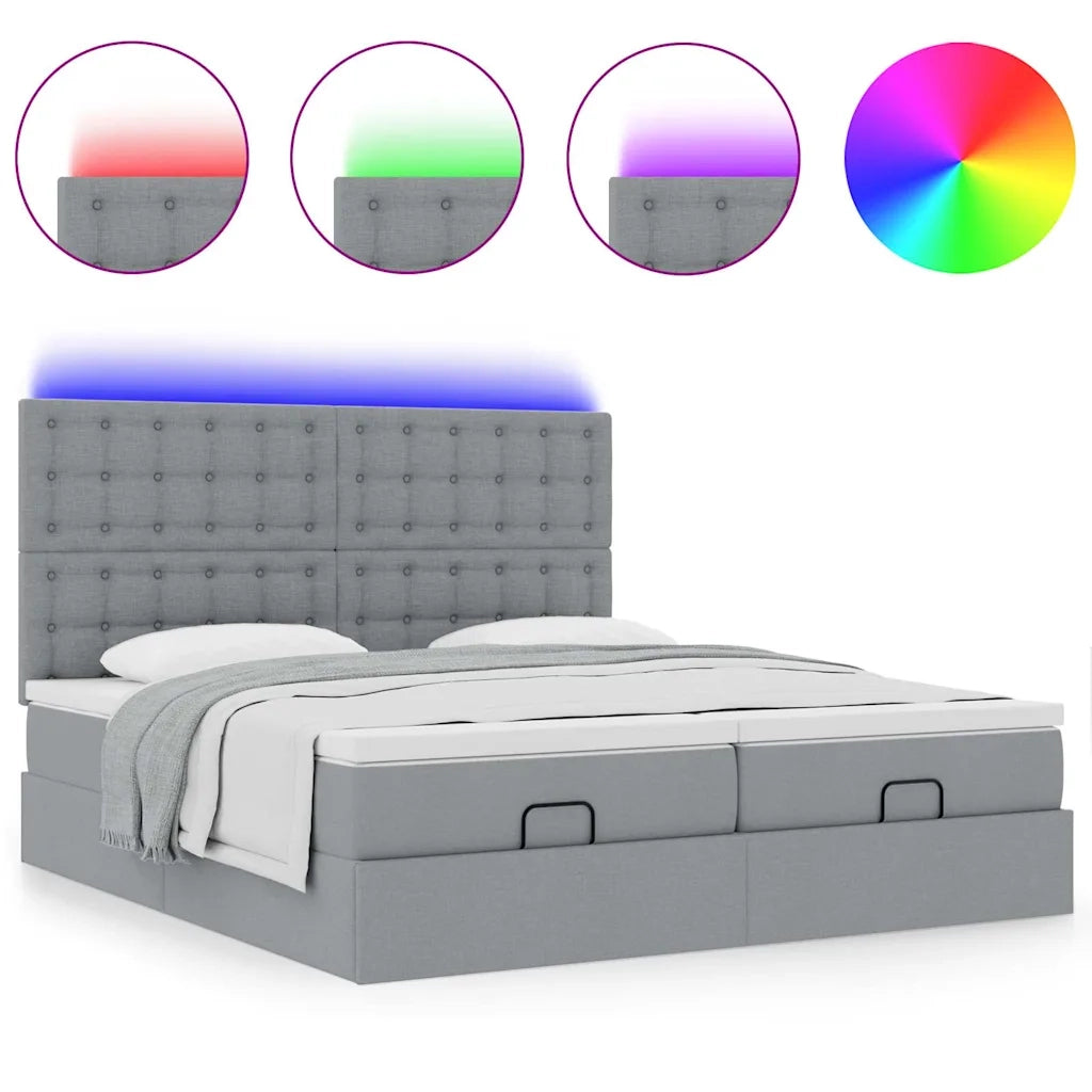 Struttura Letto Pouf con Materassi 200x200 cm in Tessuto 3314590