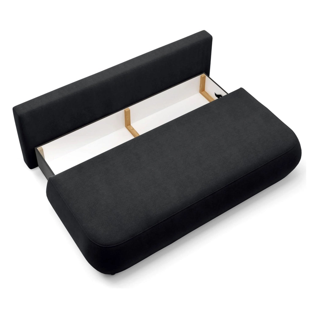 Brugnato, Divano Letto 2 Posti Contenitore, 210x106 cm Nero