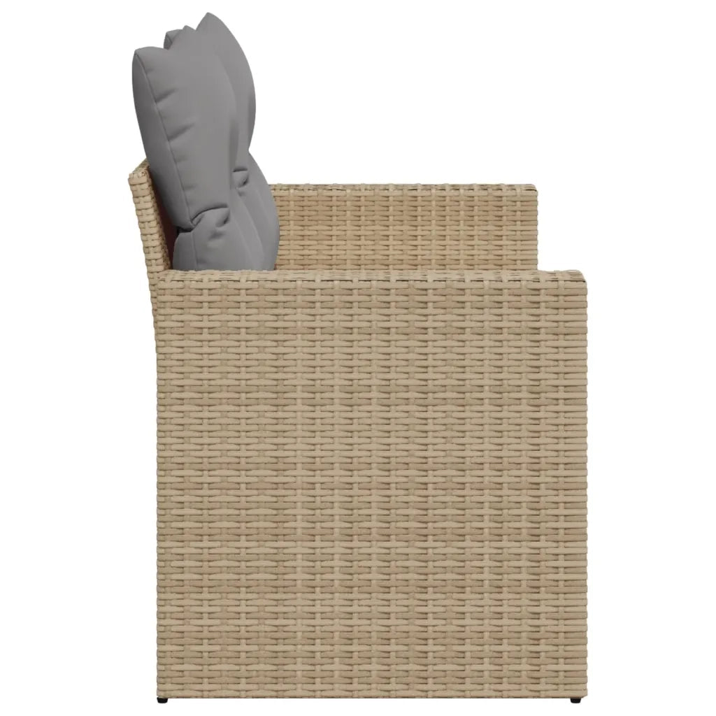 Divano da Giardino con Cuscini a 2 Posti Beige in Polyrattan