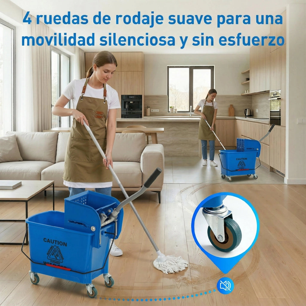 Secchio Lavatoio con Scolapiatti e Ruote ¨C Zephmum ¨C 45x26,5x70 cm Blu