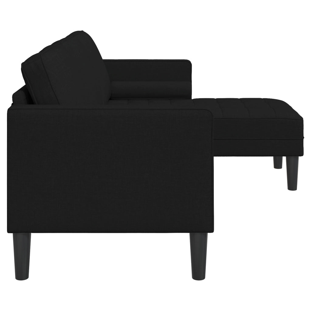 Divano L-Shaped a 3 Posti Nero 160 cm Tessuto