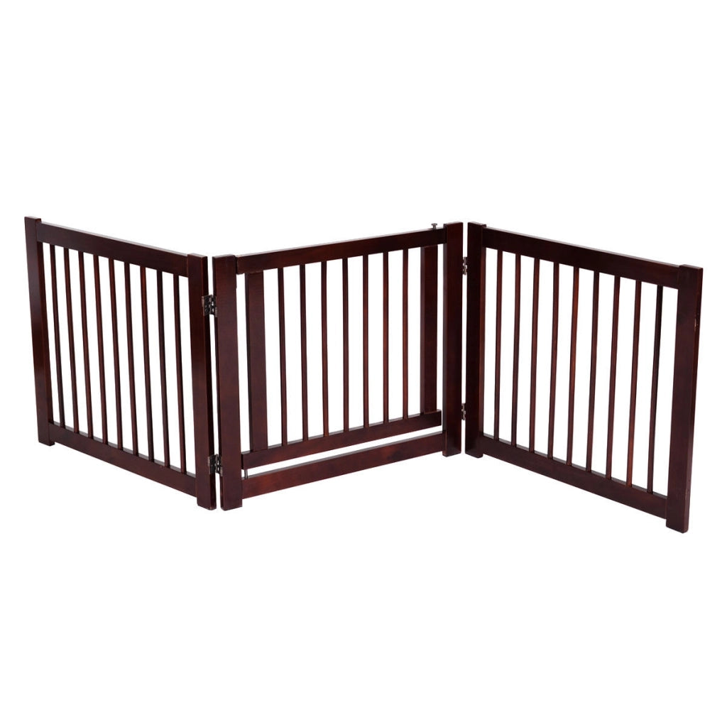 Cancello per cani pieghevole 3 pezzi Cancelletto di sicurezza per animali domestici 206x61x1,8cm